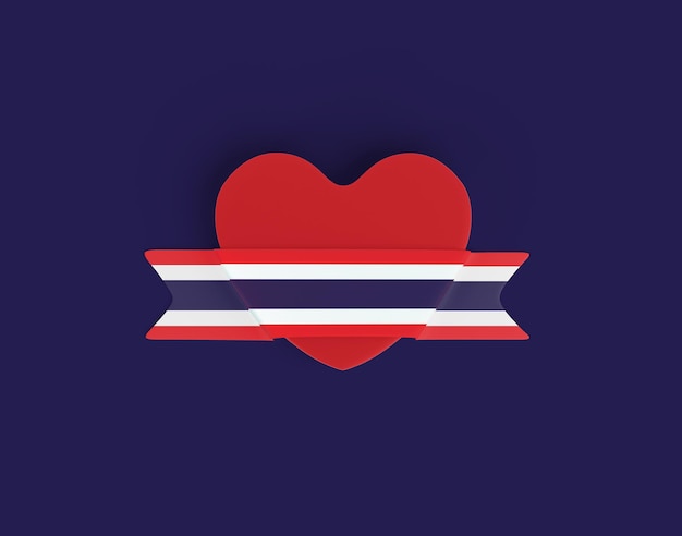 Bannière de coeur de drapeau de la Thaïlande