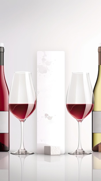 Bannière de dégustation de vin carte de flyer moderne minimaliste blanche et propre AI générative