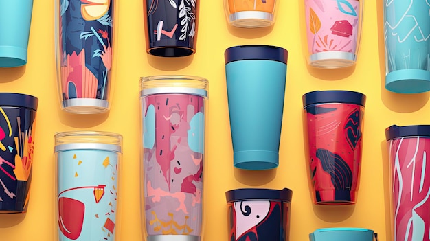 Bannière avec différents types de tumblers et couleurs