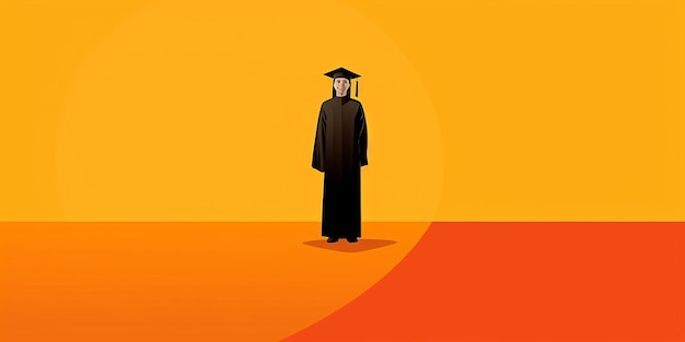 Bannière diplômé minimaliste sur fond orange Ai générative