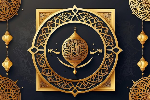 La bannière dorée arabe du Ramadan Kareem