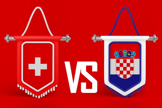 Bannière drapeau Suisse VS Croatie