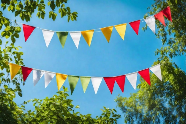 Photo une bannière avec des drapeaux qui dit drapeaux comme celui qui dit joyeux anniversaire