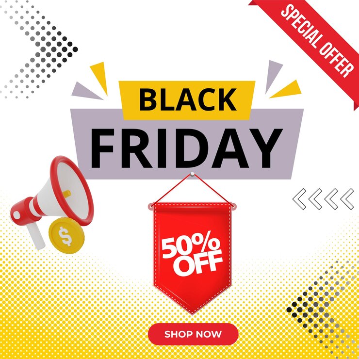 Photo bannière du black friday annonce d'affiche de remise originale