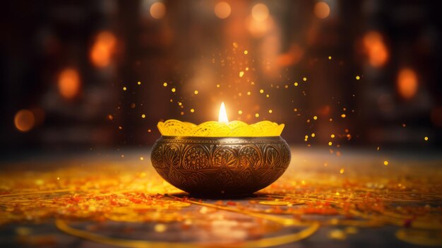 Bannière du festival joyeux diwali jaune vif et élégante