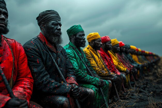 Bannière d'événement en l'honneur de la Journée de l'abolition de l'esclavage Personnes de race africaine sur fond de couleur