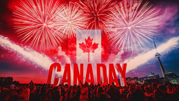 Photo bannière de la fête du canada pour le décor des feux d'artifice de la journée du canada