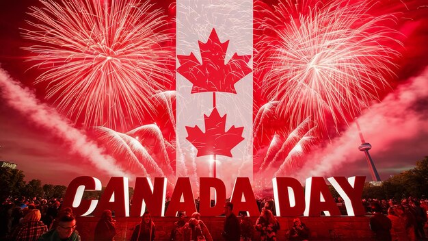 Bannière de la fête du Canada pour le décor des feux d'artifice de la journée du Canada