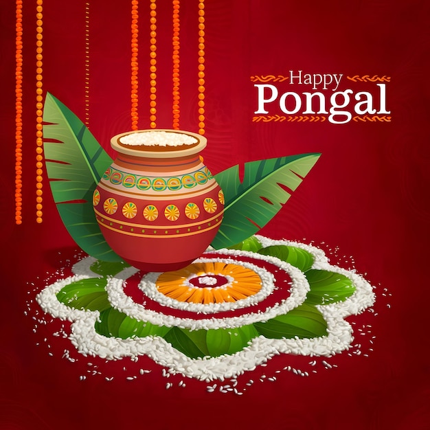 Bannière de la fête nationale de la jeunesse Joyeux Pongal Fête de la récolte du Tamil Nadu Bannière du sud de l'Inde