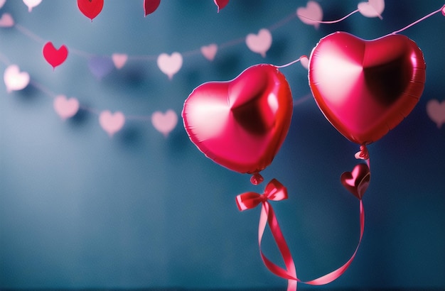 Bannière de fête romantique coeur rouge ballons célébration Saint Valentin vente AI générative