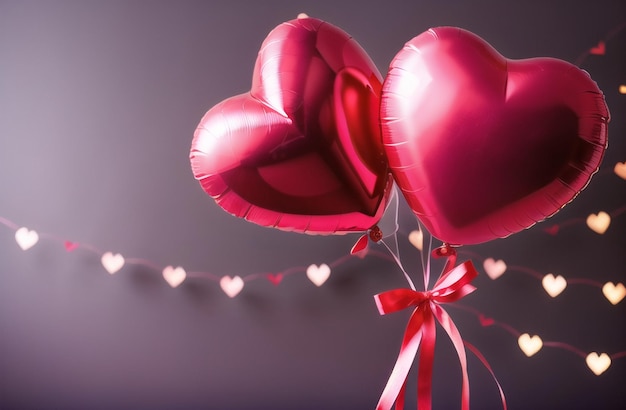 Bannière de fête romantique coeur rouge ballons célébration Saint Valentin vente AI générative