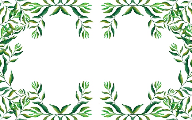 Bannière de feuilles abstraites de belles branches vertes sur une bannière de fond blanc pour votre conception