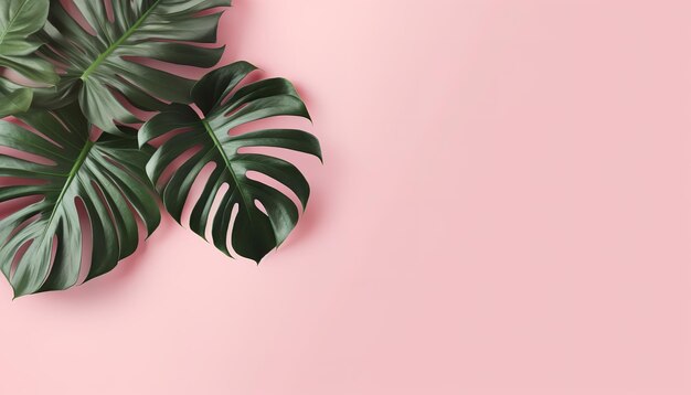 bannière à feuilles de monstera tropicale