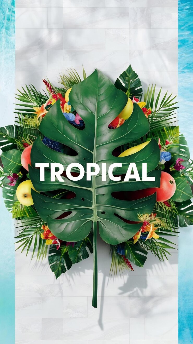 Photo bannière de feuilles tropicales sur blanc