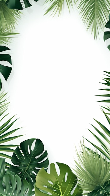 Photo bannière de feuilles tropicales sur fond décoratif blanc