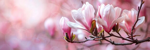 bannière de fleurs de magnolie avec espace de copie