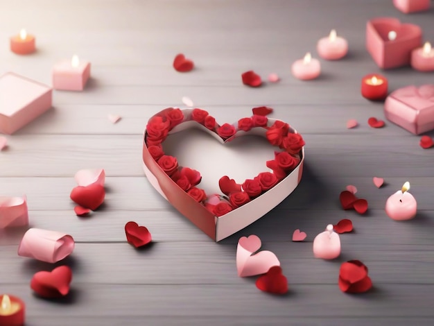 Bannière de fond du jour de la Saint-Valentin conception de la meilleure qualité image hyper réaliste avec le cœur cadeau d'amour