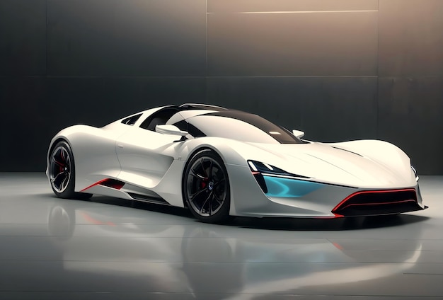 Bannière de fond d'écran de concept de voiture futuriste de sport blanc avec texte d'espace de copie