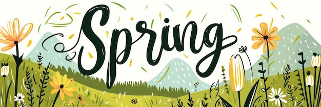 Bannière de fond avec des lettres de printemps