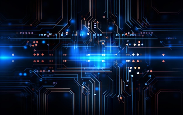 Une bannière futuriste de technologie numérique avec des lignes de circuit