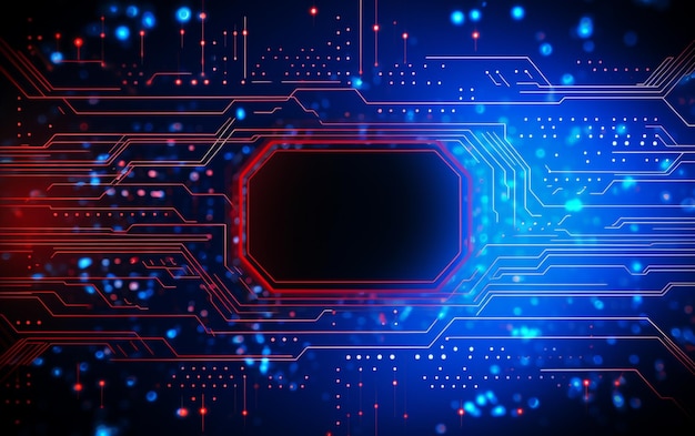 Une bannière futuriste de technologie numérique avec des lignes de circuit