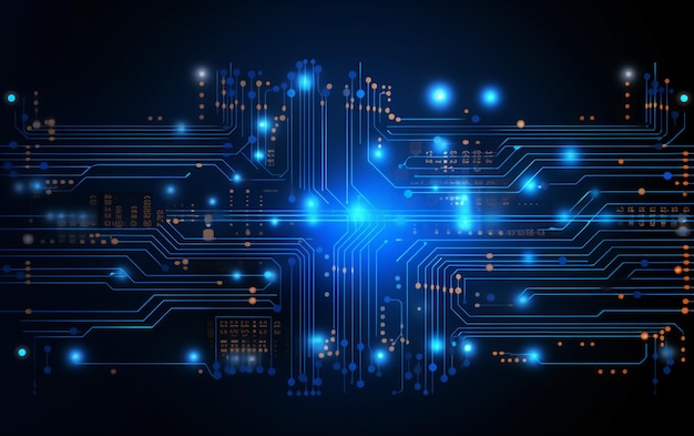 Une bannière futuriste de technologie numérique avec des lignes de circuit