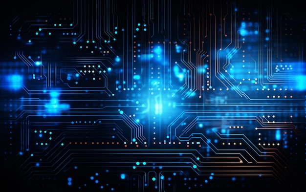 Une bannière futuriste de technologie numérique avec des lignes de circuit