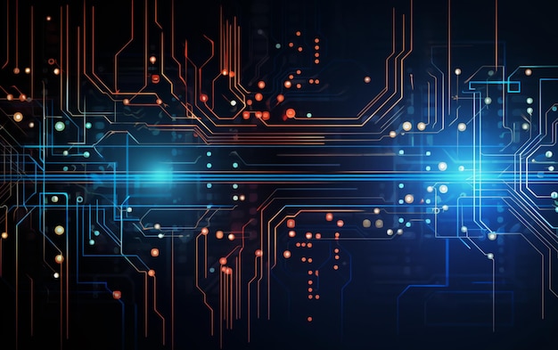 Une bannière futuriste de technologie numérique avec des lignes de circuit