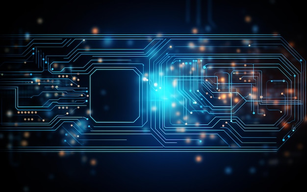 Une bannière futuriste de technologie numérique avec des lignes de circuit