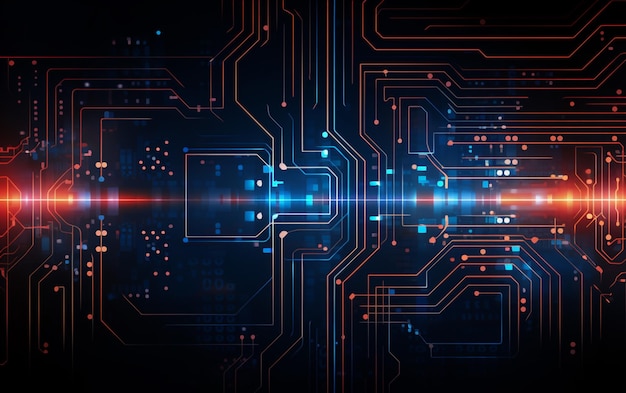 Une bannière futuriste de technologie numérique avec des lignes de circuit