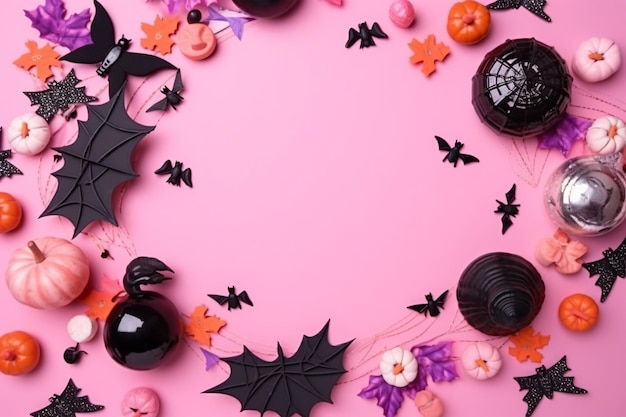 Bannière d'halloween avec citrouilles et éléments de décoration