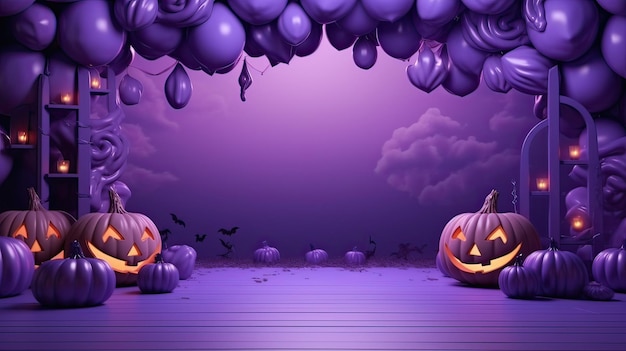 bannière d'halloween joyeux ou fond d'invitation à une fête avec couleur violette