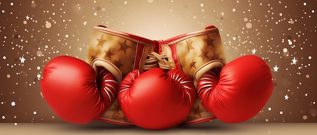 Bannière Happy Boxing Day avec boîte actuelle sur fond rouge Concept de Boxing Day Ai généré