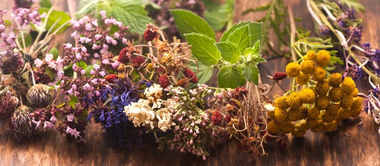 Bannière Herbes et fleurs, phytothérapie.