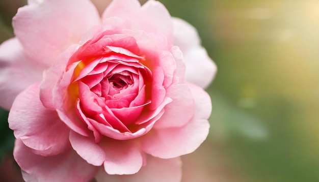 Bannière horizontale avec une rose rose sur un fond flou Belle nature