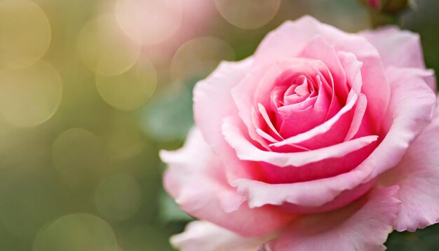 Bannière horizontale avec une rose rose sur un fond flou Belle nature