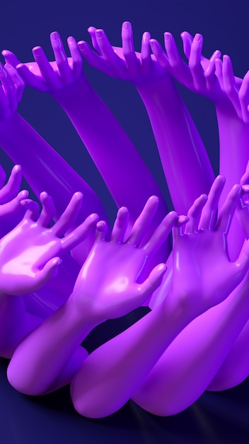 Bannière d'illustration rendu 3D avec les mains