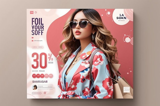 Photo bannière instagram ou publication sur les réseaux sociaux ou couverture facebook liée à la mode ou au shopping