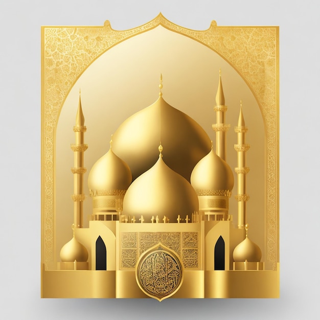bannière islamique de conception de mosquée dorée élégante de vecteur