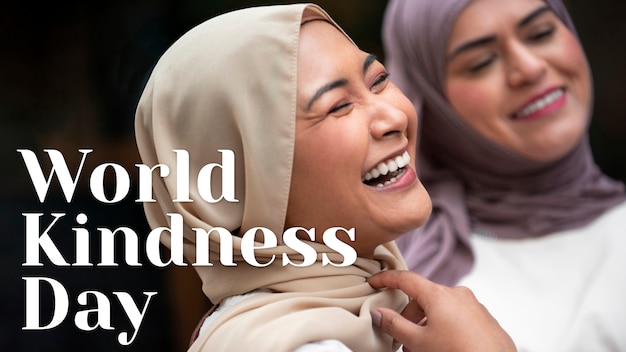 Photo bannière de la journée mondiale de la gentillesse avec des femmes souriantes