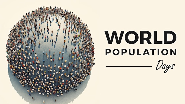 Photo bannière de la journée mondiale de la population avec globe et espace pour le texte