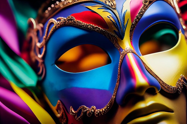 Bannière de masque de carnaval multicolore IA générative