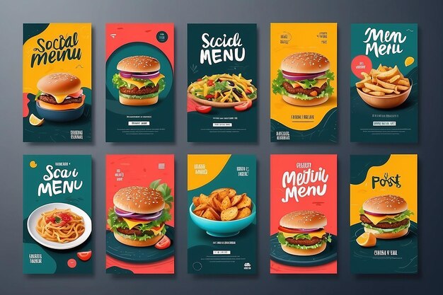 Bannière de menu alimentaire poste sur les médias sociaux Modèles de médias sociaux modifiables pour les promotions sur le menu alimentaire