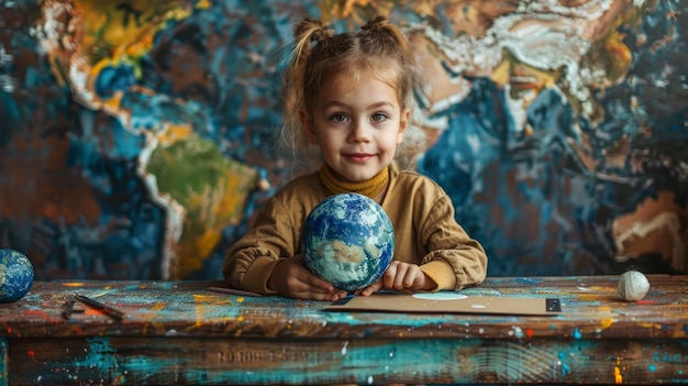 Bannière mettant en vedette un enfant engagé dans l'élaboration d'une carte postale sur le thème de la planète préconisant la préservation de la Terre39