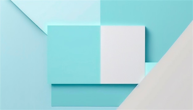 Bannière de modèle de fond de texture de papier vide bleu pastel pour la publicité Formes géométriques rectangulaires Copiez l'espace espace pour le texte généré par l'IA