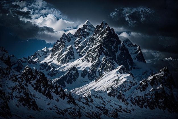 Bannière de montagnes enneigées AI générative