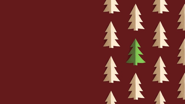 Bannière avec un motif d'arbres de Noël en papier sur fond viticole avec copyspace