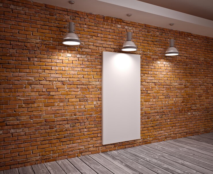 Photo bannière sur mur de pierre avec lampe