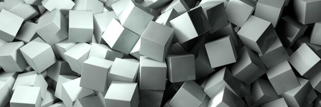 Bannière de nombreux petits cubes blancs