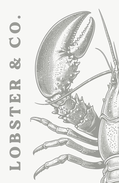 Une bannière de nourriture gravée dans le style d'un restaurant de homards